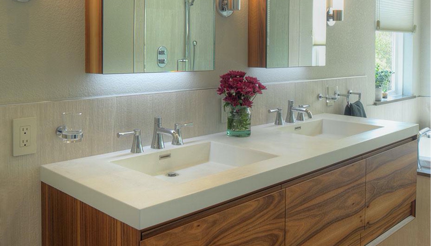 5 Design Elements To Make Your Bathroom Remodel Timeless - Bathroom Renovation - Creative backlit lighting - Custom Kitchens